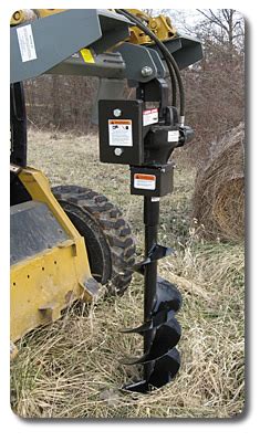 digging post holes with skid steer|skid steer hole digger attachment.